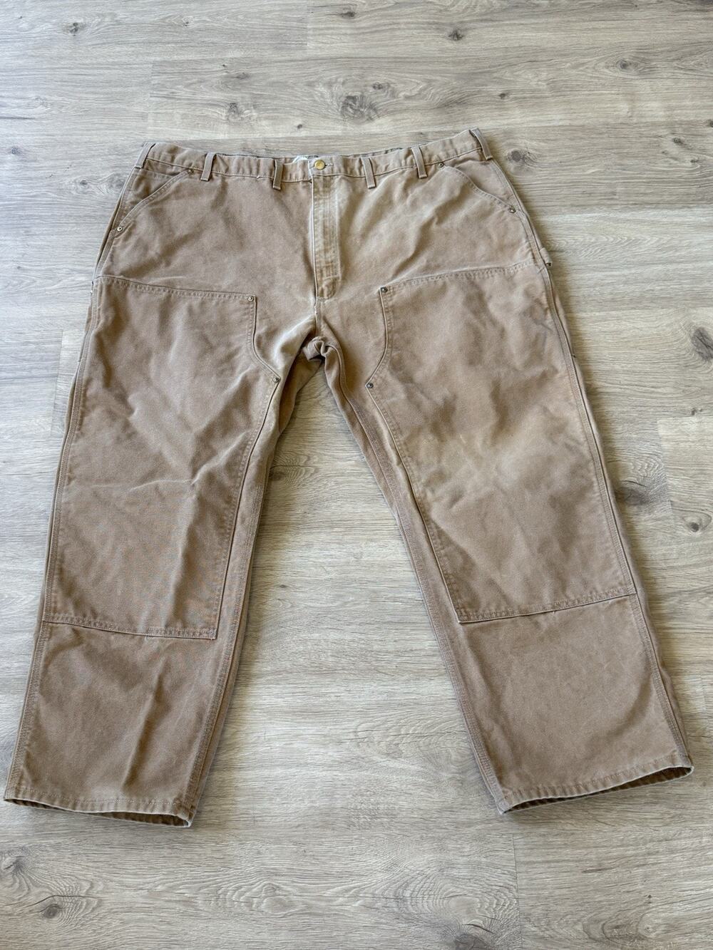 Vintage Carhartt Double Knee Carpenter Pants Mens Size 46x30 Tan Workwear